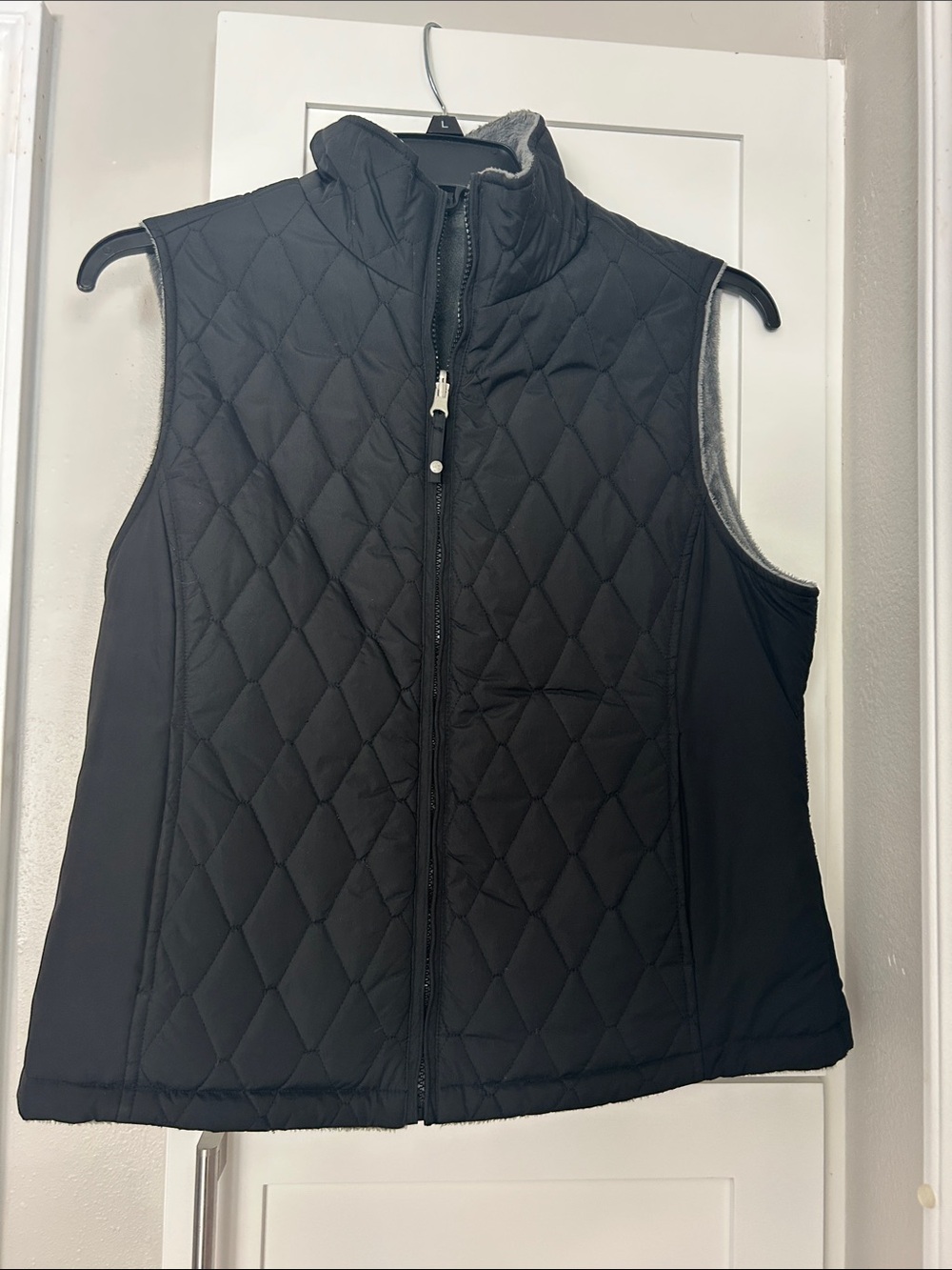 Free Country Quilted Black Funnel Neck reversible Vest